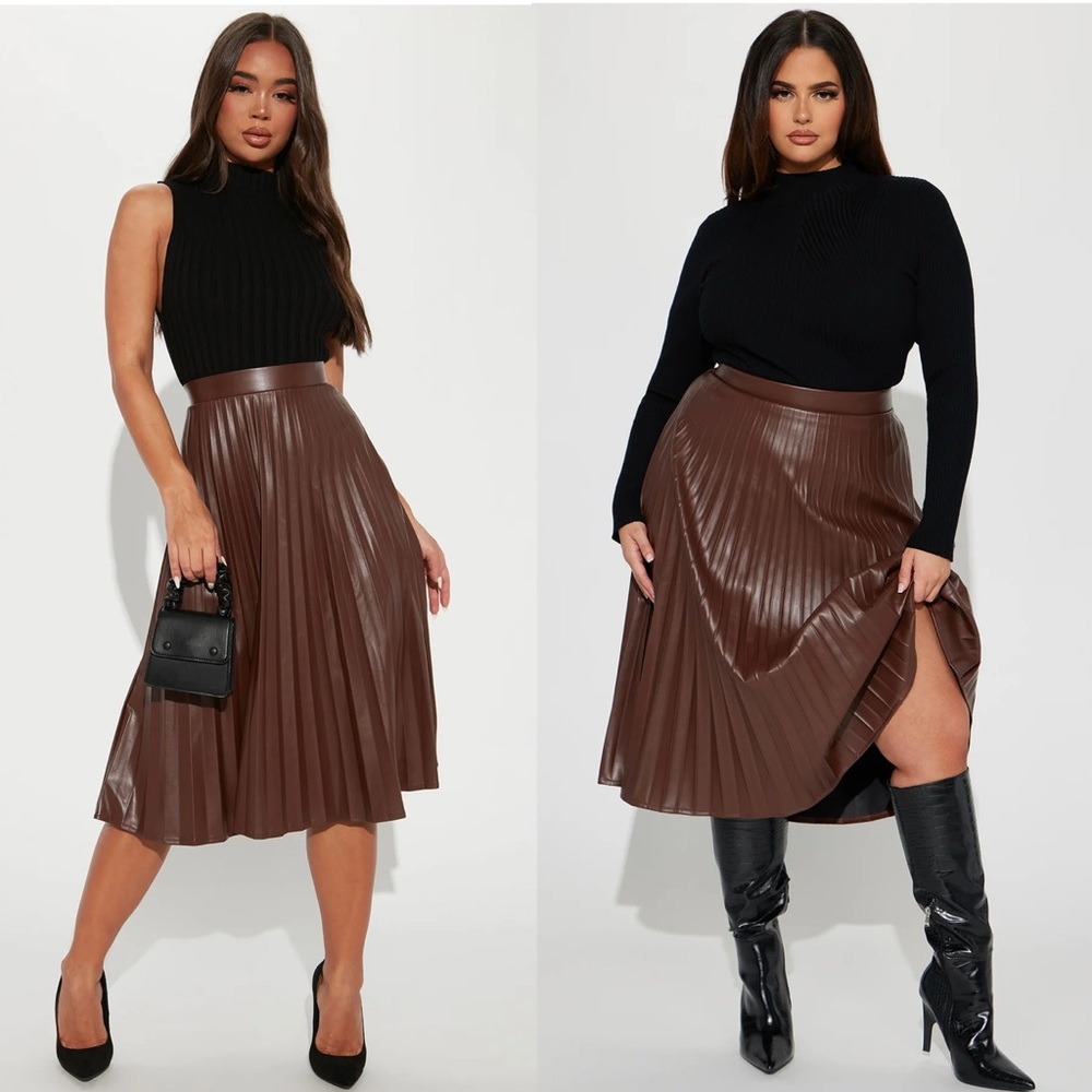 Stating Facts Midi Skirt - Brown - Large